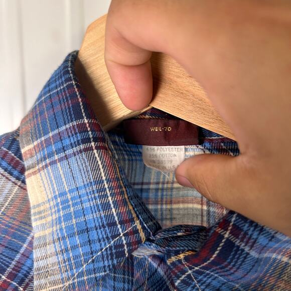 Wrangler Pearl Snap Youth Sz 10 1960s Made in USA Button Up Shirt - Picture 5 of 7